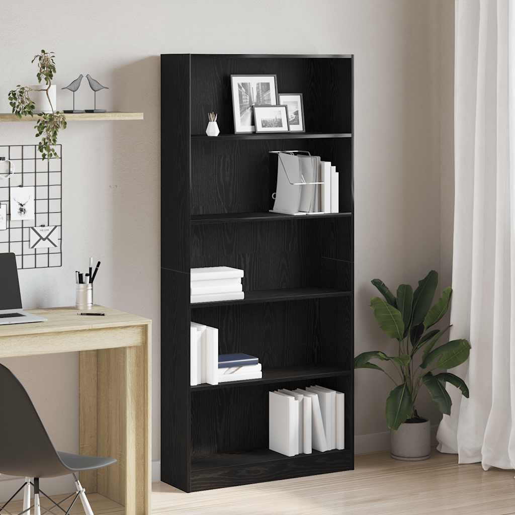 VidaXL Boekenkast 80x24x176 cm spaanplaat zwart eikenkleurig