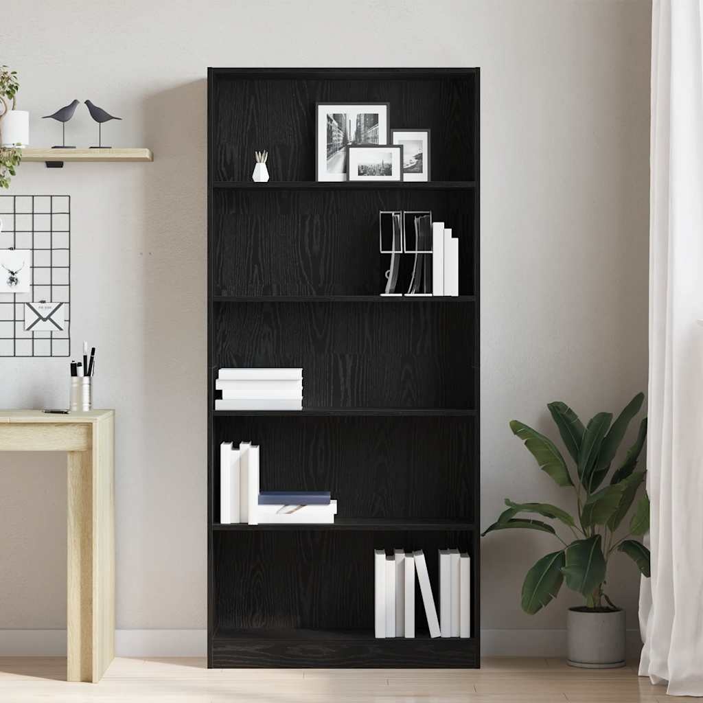 VidaXL Boekenkast 80x24x176 cm spaanplaat zwart eikenkleurig