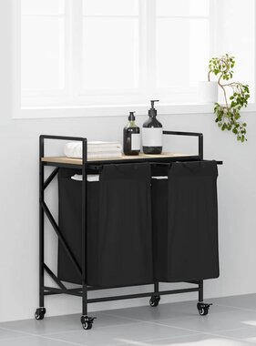 VidaXL Wasmand 2 vakken met planken sonoma eikenkleurig