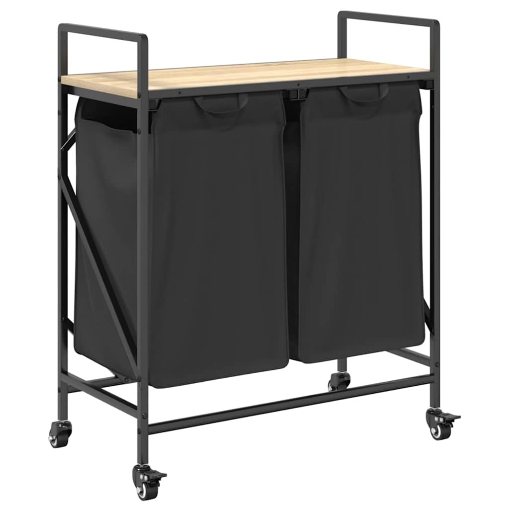 VidaXL Wasmand 2 vakken met planken sonoma eikenkleurig