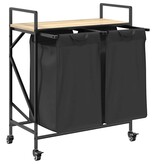 VidaXL Wasmand 2 vakken met planken sonoma eikenkleurig