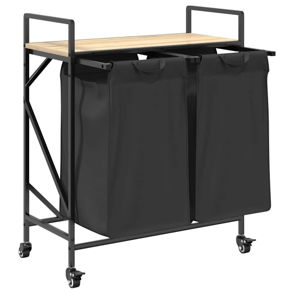 VidaXL Wasmand 2 vakken met planken sonoma eikenkleurig