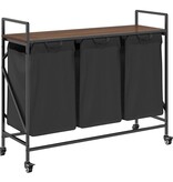 VidaXL Wasmand 3 vakken met planken bruin eikenkleurig