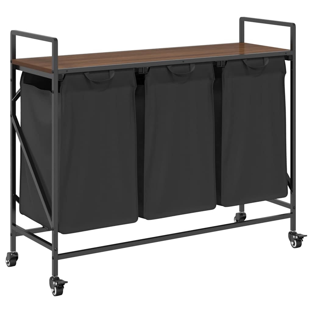 VidaXL Wasmand 3 vakken met planken bruin eikenkleurig