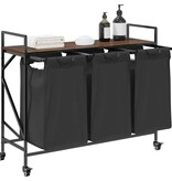 VidaXL Wasmand 3 vakken met planken bruin eikenkleurig