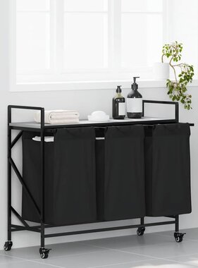 VidaXL Wasmand 3 vakken met planken grijs sonoma eiken