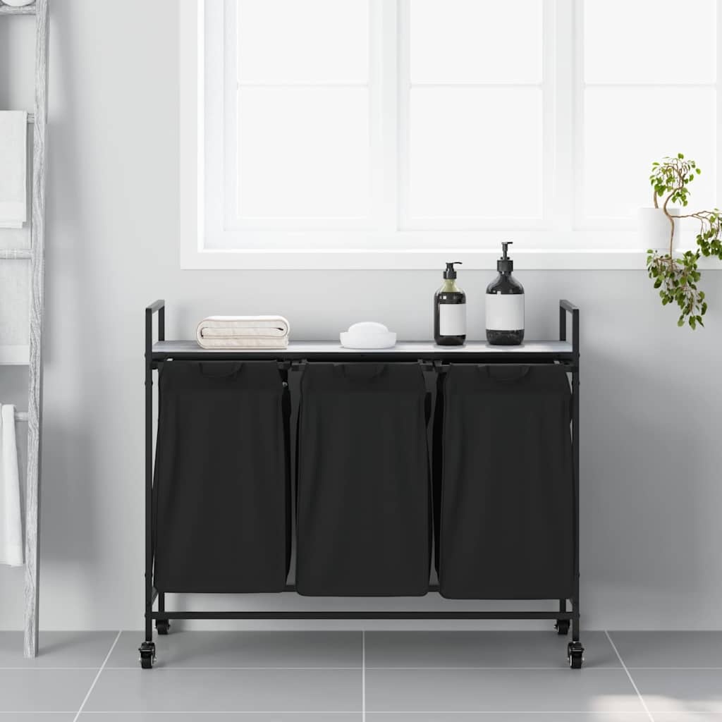 VidaXL Wasmand 3 vakken met planken grijs sonoma eiken