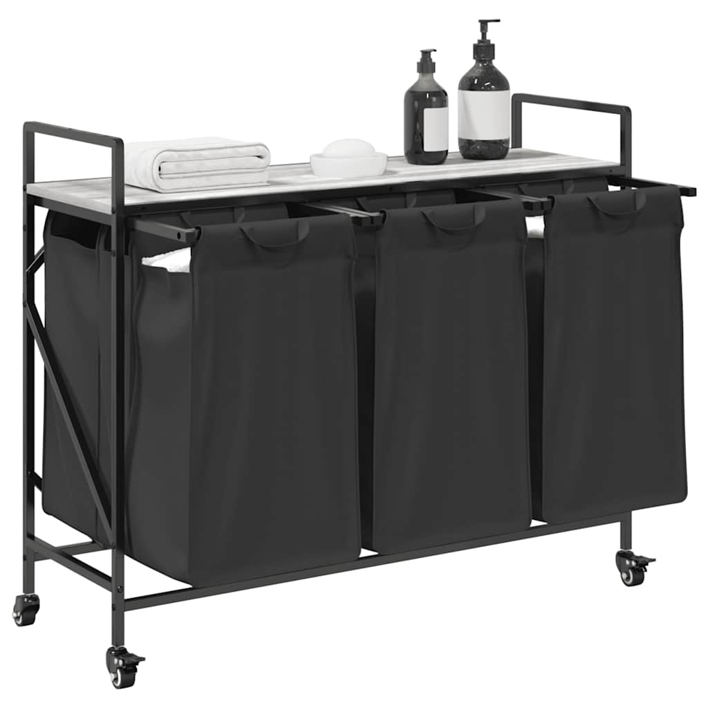 VidaXL Wasmand 3 vakken met planken grijs sonoma eiken