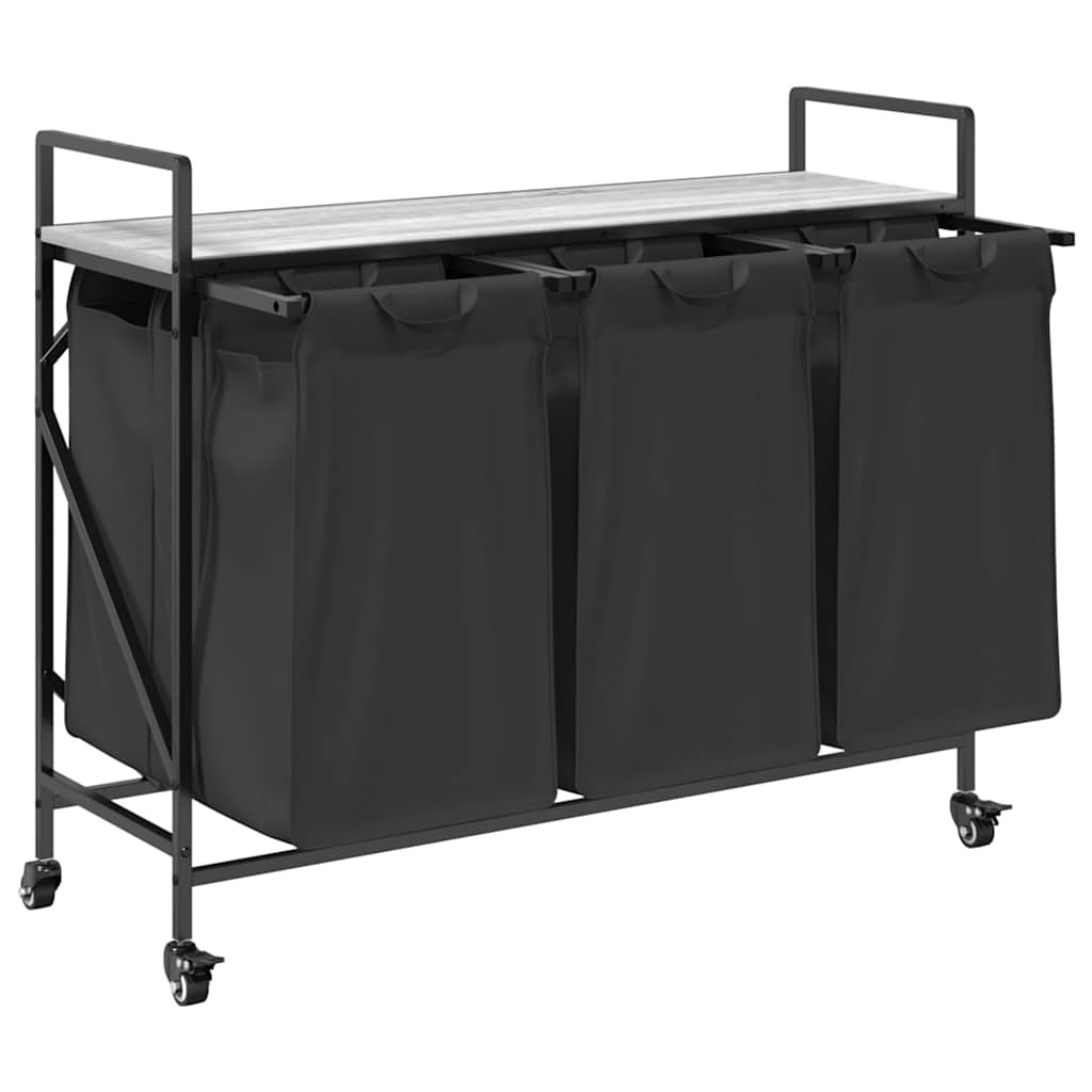 VidaXL Wasmand 3 vakken met planken grijs sonoma eiken