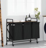 VidaXL Wasmand 3 vakken met planken gerookt eikenkleurig