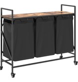 VidaXL Wasmand 3 vakken met planken gerookt eikenkleurig