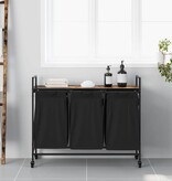 VidaXL Wasmand 3 vakken met planken gerookt eikenkleurig