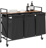 VidaXL Wasmand 3 vakken met planken gerookt eikenkleurig