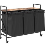 VidaXL Wasmand 3 vakken met planken gerookt eikenkleurig