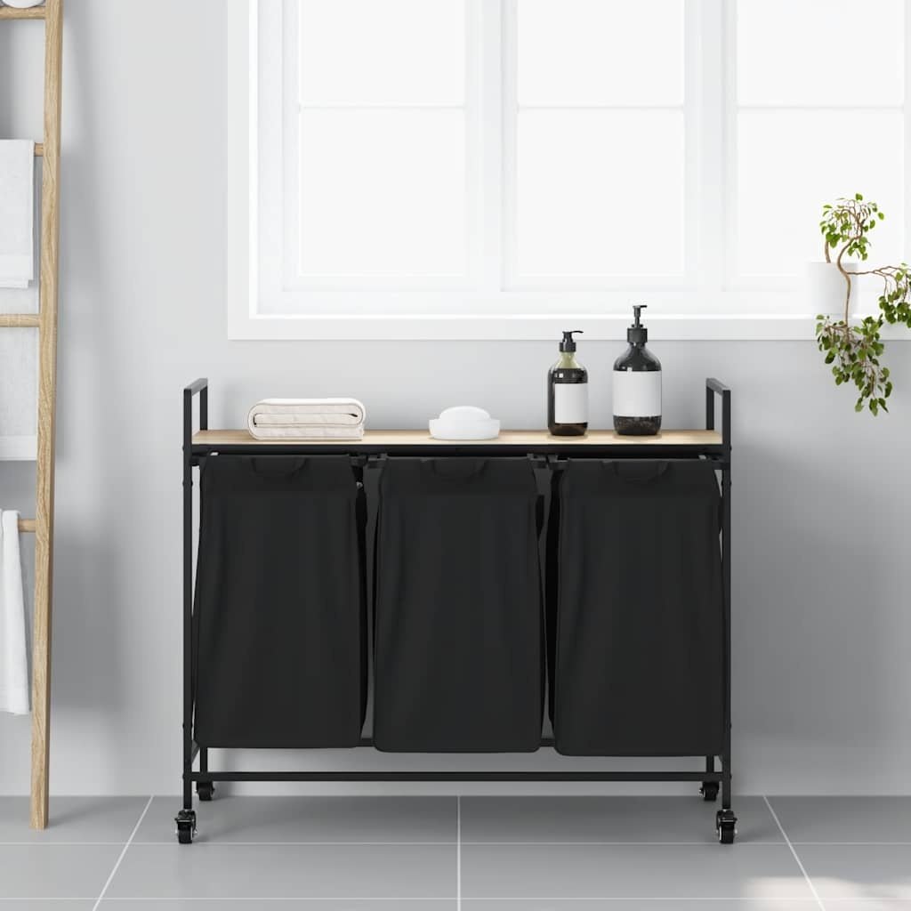 VidaXL Wasmand 3 vakken met planken sonoma eikenkleurig