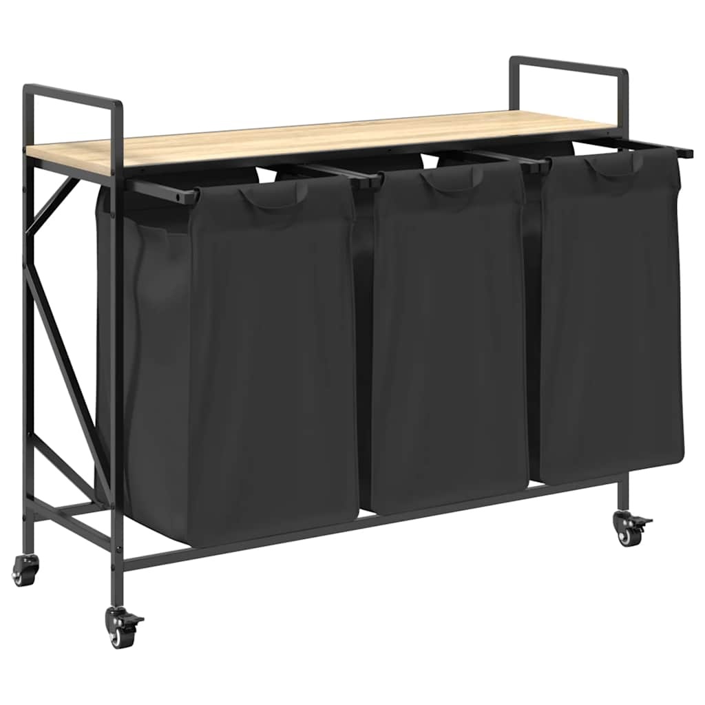 VidaXL Wasmand 3 vakken met planken sonoma eikenkleurig