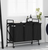 VidaXL Wasmand 3 vakken met planken zwart eikenkleurig