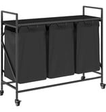 VidaXL Wasmand 3 vakken met planken zwart eikenkleurig