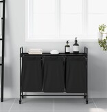 VidaXL Wasmand 3 vakken met planken zwart eikenkleurig