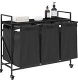 VidaXL Wasmand 3 vakken met planken zwart eikenkleurig