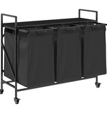 VidaXL Wasmand 3 vakken met planken zwart eikenkleurig