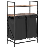 VidaXL Wasmand 2 vakken met planken gerookt eikenkleurig