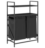 VidaXL Wasmand 2 vakken met planken zwart eikenkleurig