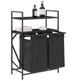 VidaXL Wasmand 2 vakken met planken zwart eikenkleurig