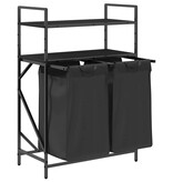 VidaXL Wasmand 2 vakken met planken zwart eikenkleurig