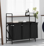 VidaXL Wasmand 3 vakken met planken bruin eikenkleurig