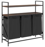 VidaXL Wasmand 3 vakken met planken bruin eikenkleurig