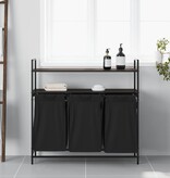 VidaXL Wasmand 3 vakken met planken bruin eikenkleurig