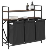 VidaXL Wasmand 3 vakken met planken bruin eikenkleurig