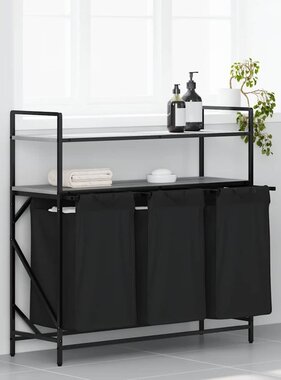 VidaXL Wasmand 3 vakken met planken grijs sonoma eiken