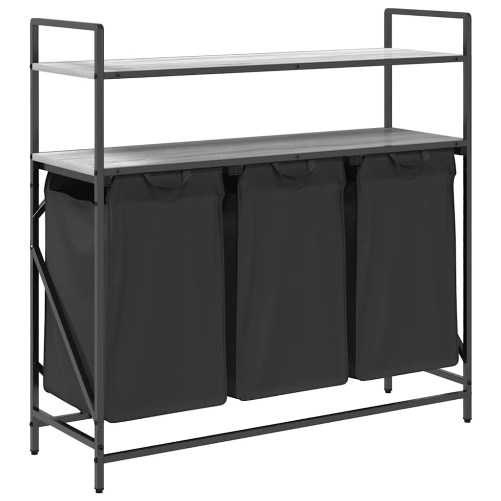 VidaXL Wasmand 3 vakken met planken grijs sonoma eiken