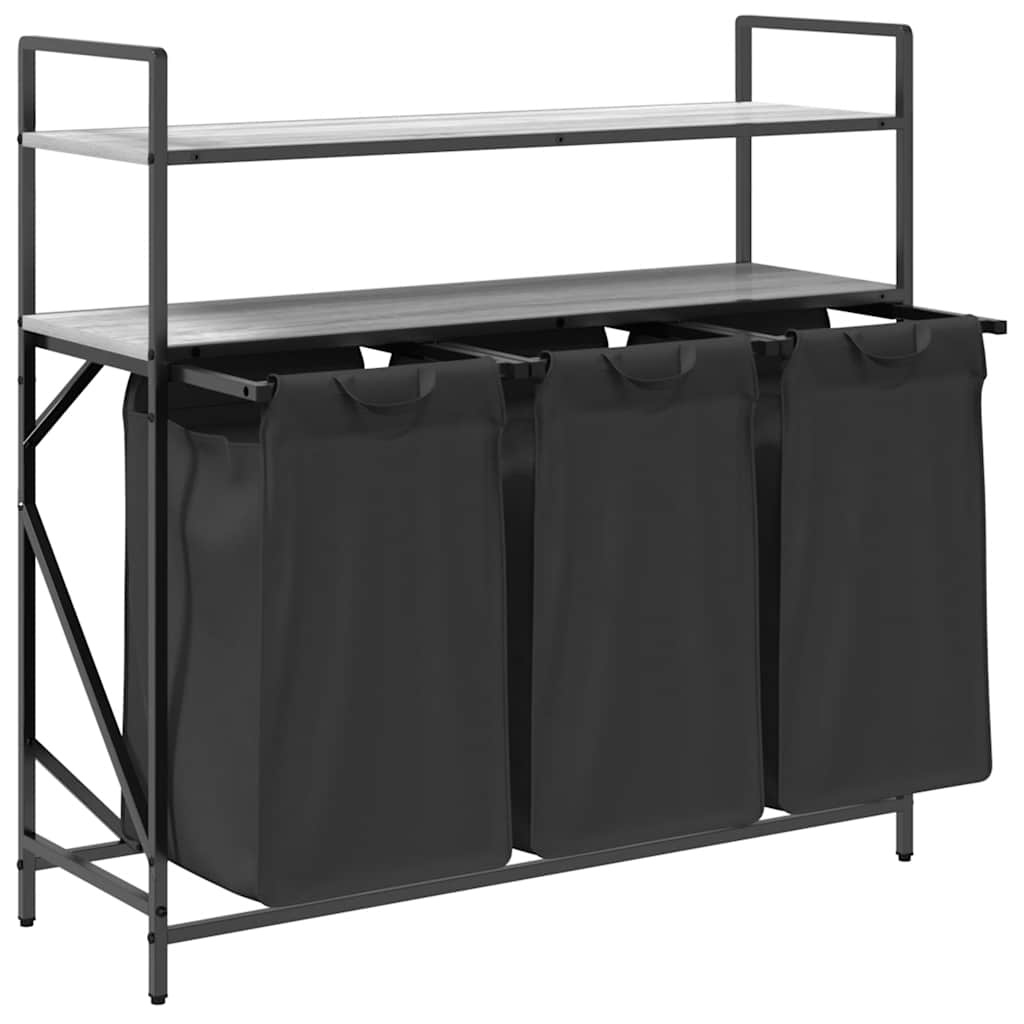 VidaXL Wasmand 3 vakken met planken grijs sonoma eiken