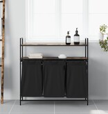 VidaXL Wasmand 3 vakken met planken gerookt eikenkleurig