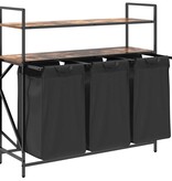 VidaXL Wasmand 3 vakken met planken gerookt eikenkleurig