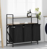 VidaXL Wasmand 3 vakken met planken sonoma eikenkleurig