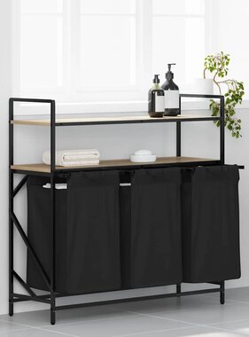 VidaXL Wasmand 3 vakken met planken sonoma eikenkleurig