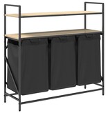 VidaXL Wasmand 3 vakken met planken sonoma eikenkleurig