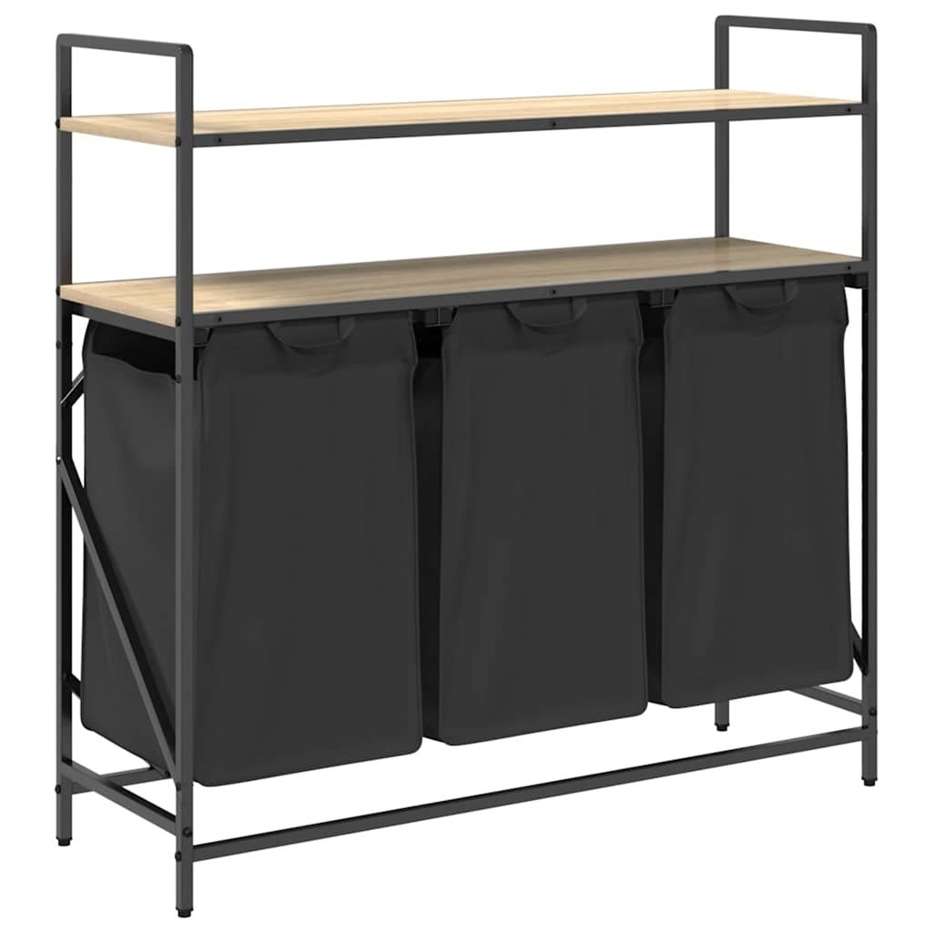 VidaXL Wasmand 3 vakken met planken sonoma eikenkleurig