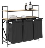 VidaXL Wasmand 3 vakken met planken sonoma eikenkleurig