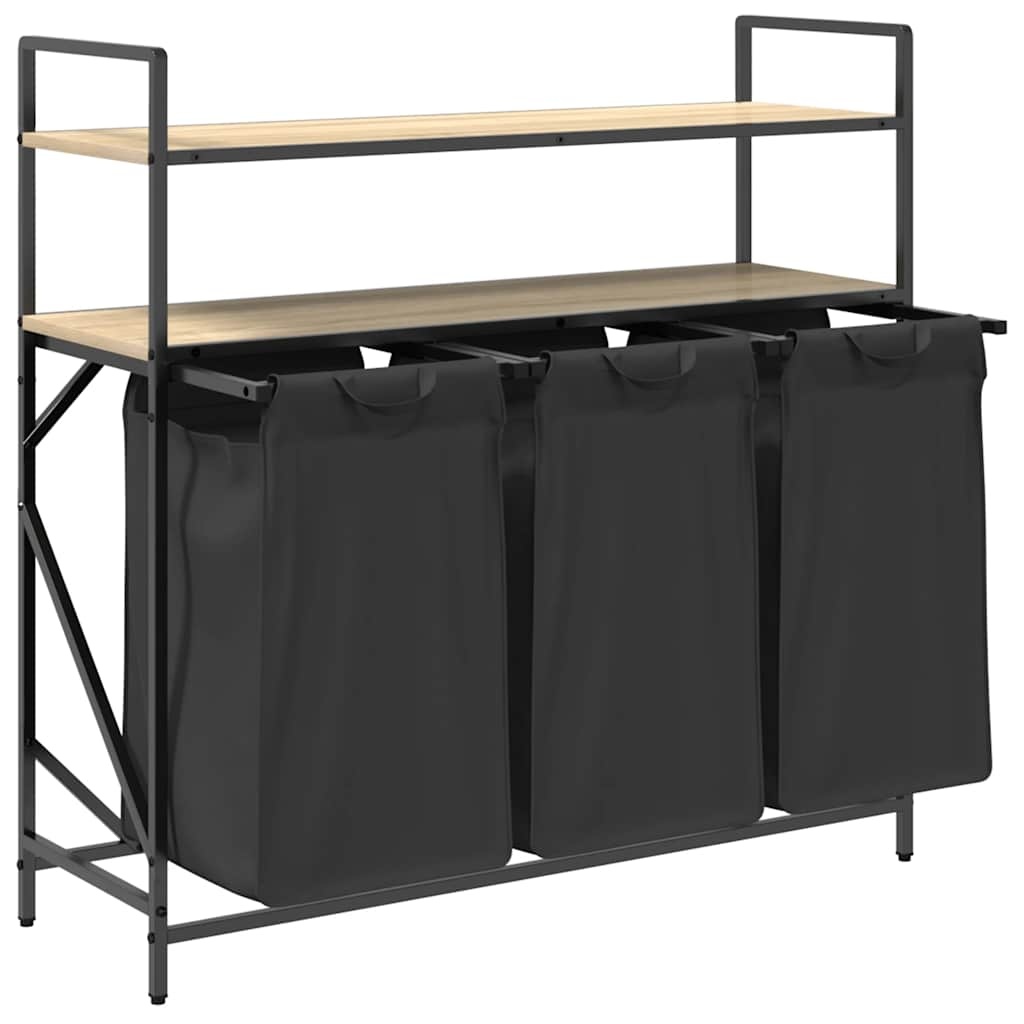 VidaXL Wasmand 3 vakken met planken sonoma eikenkleurig