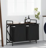 VidaXL Wasmand 2 vakken met plank bruin eikenkleurig