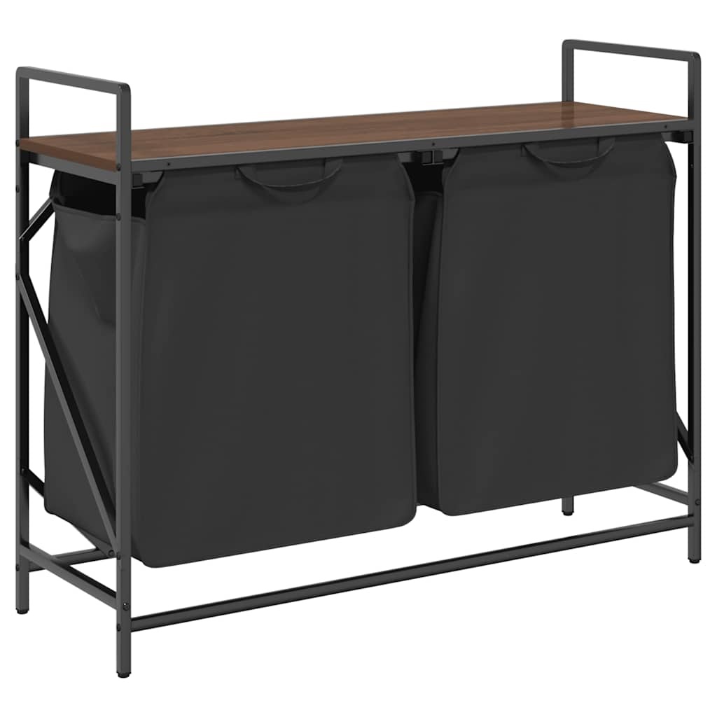 VidaXL Wasmand 2 vakken met plank bruin eikenkleurig