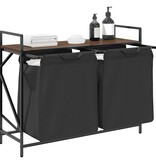 VidaXL Wasmand 2 vakken met plank bruin eikenkleurig