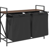 VidaXL Wasmand 2 vakken met plank bruin eikenkleurig