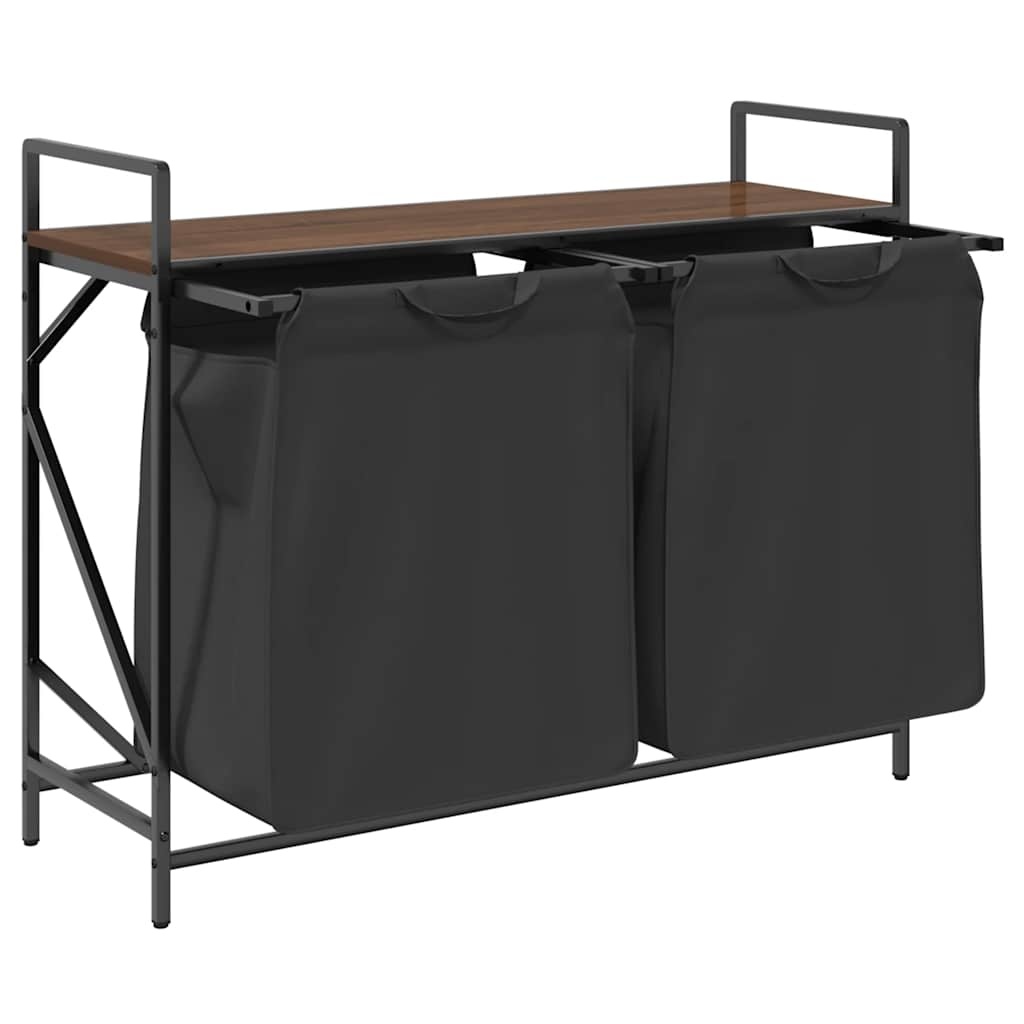 VidaXL Wasmand 2 vakken met plank bruin eikenkleurig