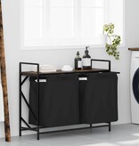 VidaXL Wasmand 2 vakken met plank gerookt eikenkleurig